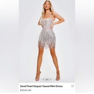 Sorel Pearl Sequin Tassel Mini Dress